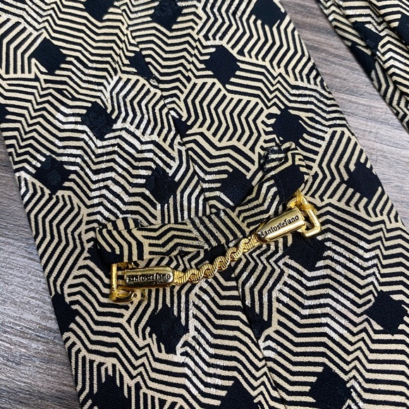 SantoStefano Black & White Abstract Pattern Tie - Picture 3 of 4
